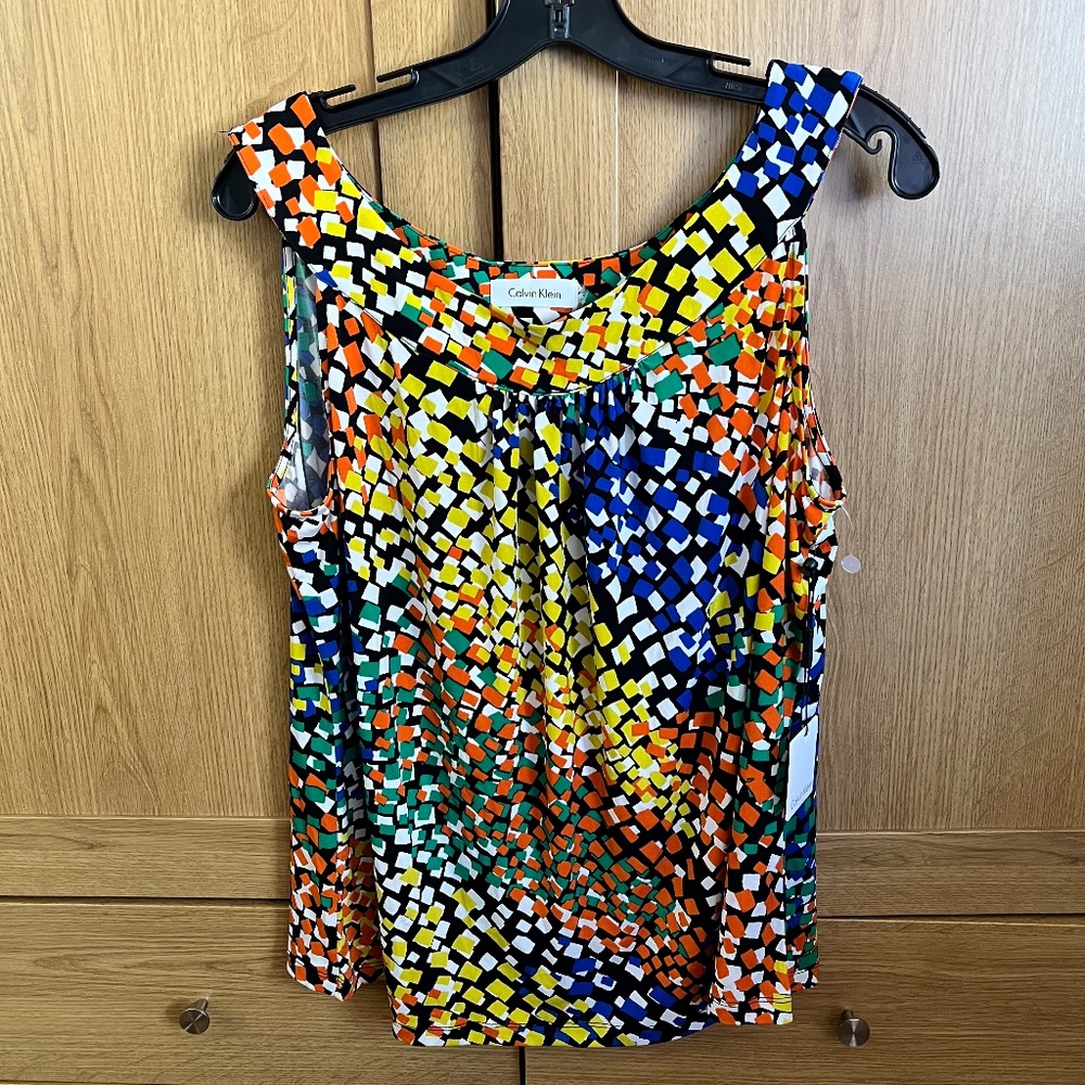 CALVIN KLEIN Colorful sleeveless blouse top BNWT